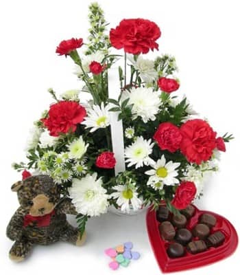 Magnificent Love - White and Red Flowers Basket